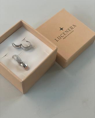 Orecchini a cerchio in argento 925 con zirconi