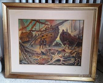 olio su tela galeoni 58x43