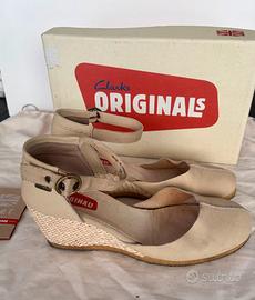 Scarpe CLARKS donna con zeppa pelle beige Tg IT39