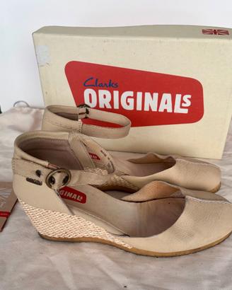 Scarpe CLARKS donna con zeppa pelle beige Tg IT39