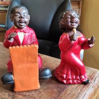 Coppia Statuette Porcellana Jazz Swing 