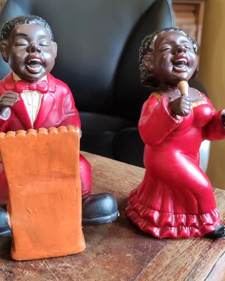 Coppia Statuette Porcellana Jazz Swing 