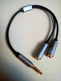 Cavo splitter audio da Jack 3,5 mm maschio a 2 fem