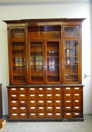 Libreria cassettiera da farmacia antica