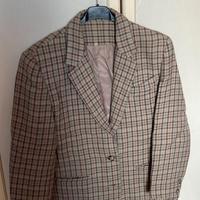 Giacca lana quadretti rosa e marrone
