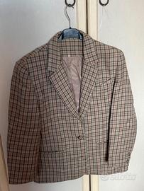 Giacca lana quadretti rosa e marrone