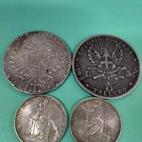 4 Antiche rare monete argento 28 grammi