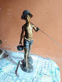 Coppia di sculture in bronzo "Pescatore e Acquaiol