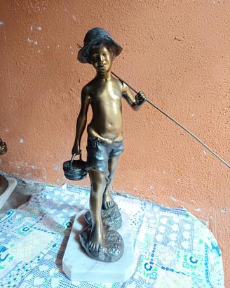 Coppia di sculture in bronzo "Pescatore e Acquaiol