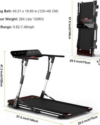Tapis Roulant pieghevole con telaio in lega