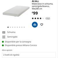Materasso Ikea 90x200 in schiuma