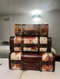 Set 3 Bauli Vintage Decorativi – Valigie Stile Via