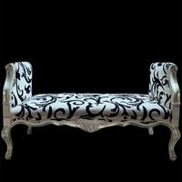 Panca Barocca Argento con Rivestimento Damascato