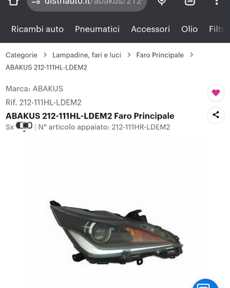 Faro sinistro toyota aygo