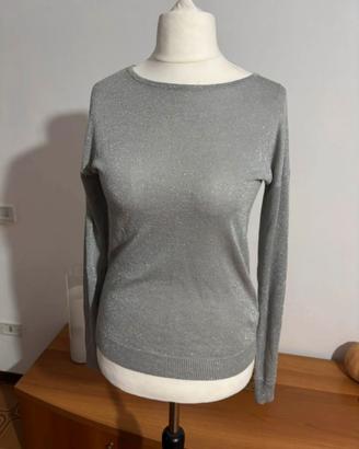 T-shirt a manica lunga argentata taglia XS