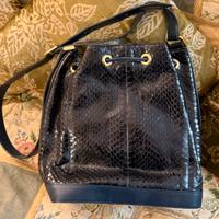 Borsa a secchiello in pelle e pitone