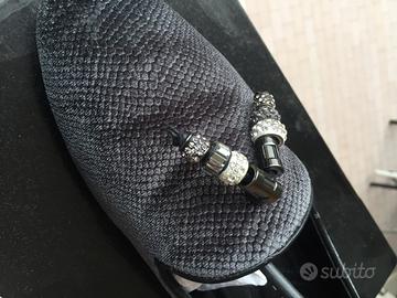 Ballerine velluto grigio perla con ciondoli 38