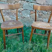 Coppia sedie vintage legno curvato osteria