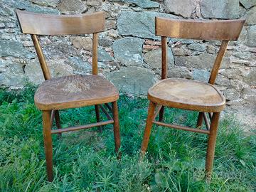 Coppia sedie vintage legno curvato osteria