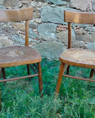 Coppia sedie vintage legno curvato osteria