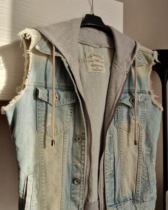 Gilet Jeans con cappuccio in felpa integrato