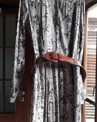 Abito tigrato marrone + cinturone in pelle