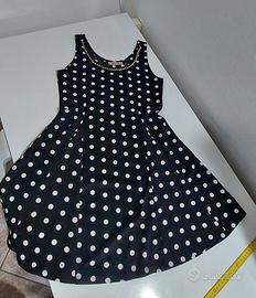 Vestito nero pois bianchi decoro catena