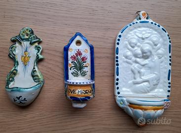 acquasantiere in terracotta e ceramica