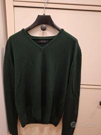 Maglione Zara – Verde | 100% Cotone | Collo a V |