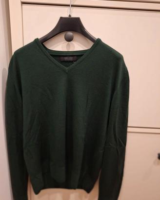 Maglione Zara – Verde | 100% Cotone | Collo a V |