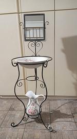 toilette specchio, porta catino e brocca 