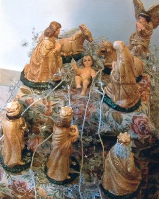 Statue in gesso natività 11 personaggi 24 cm