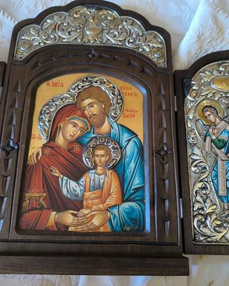 Trittico in argento sacra famiglia
