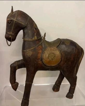 Antico cavallo inlegno artigianato Rajasthan India