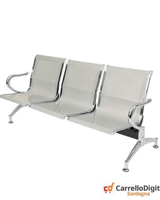 Panca per sala attesa 3 posti in acciaio Silver