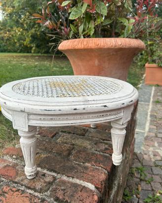 Tavolino basso appoggia piedi shabby chic in legno