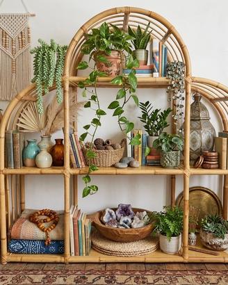 Libreria scaffale giunco bambù boho chic