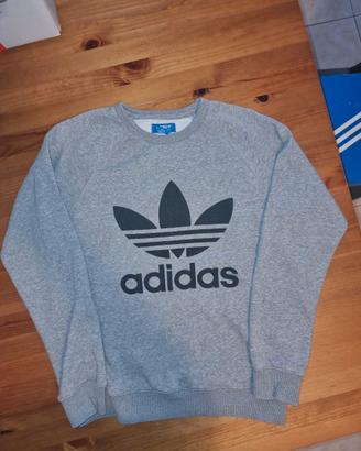 Felpa Adidas grigia con trifoglio nero- TG S