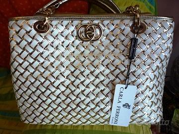 Borsa donna dorata a spalla Carla Ferroni 31949