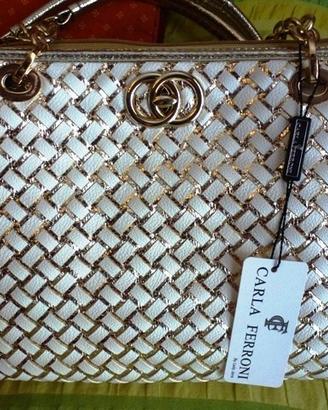 Borsa donna dorata a spalla Carla Ferroni 31949