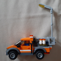 Auto manutenzione stradale, arancione, lego