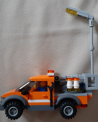 Auto manutenzione stradale, arancione, lego