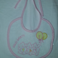 Bavetta neonato rosa bianco usato orsetti laccio