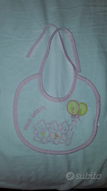 Bavetta neonato rosa bianco usato orsetti laccio