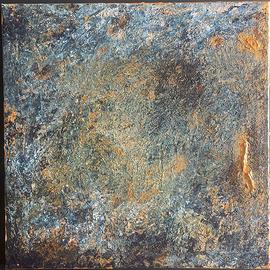 Quadro astratto Materico - Toni Blu, Oro e Rame