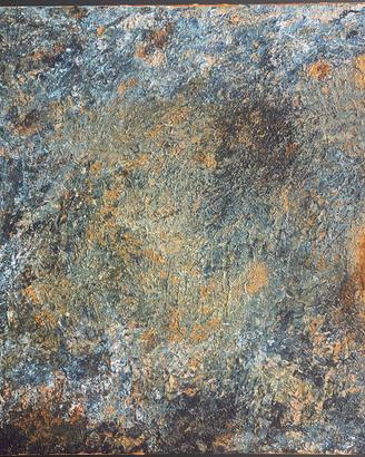 Quadro astratto Materico - Toni Blu, Oro e Rame