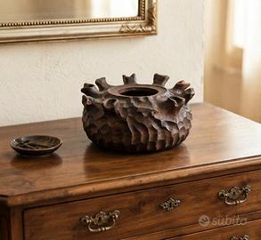 Vaso decorativo vintage in legno/10×14 cm
