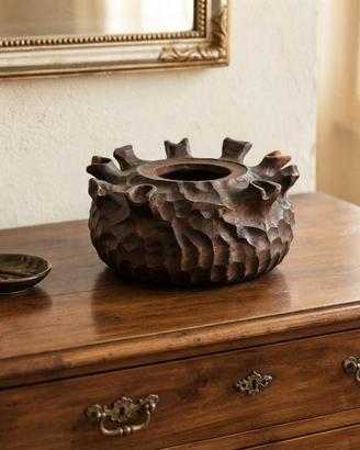 Vaso decorativo vintage in legno/10×14 cm