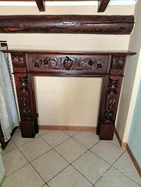 RIvestimento camino in mogano  