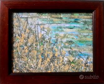 Dipinto a olio su legno 18 xc24 cm " la risaia"